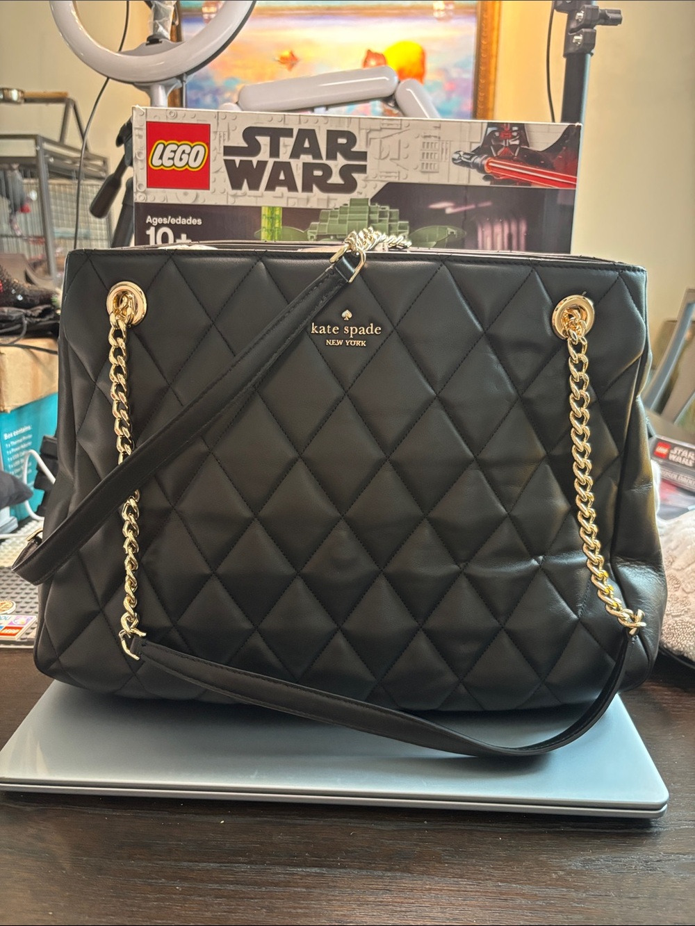 kate spade Black Quilted Chain-Handle Shoulder Bag